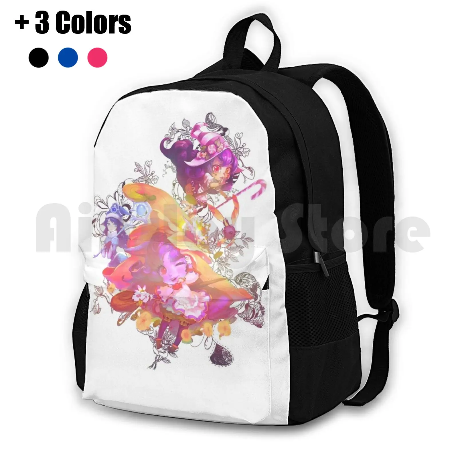 Kawaii Lulu Outdoor Hiking Backpack Waterproof Camping Travel Lulu Support Mid Top Game Gaming Girls Kawaii Magic Riot Games