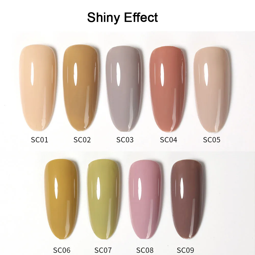 Vendeeni 9 ألوان/مجموعة طلاء أظافر جل بني أخضر اللون UV LED نقي مانيكير طلاء هجين مع بطاقة ألوان TPO/HEMA مجاني