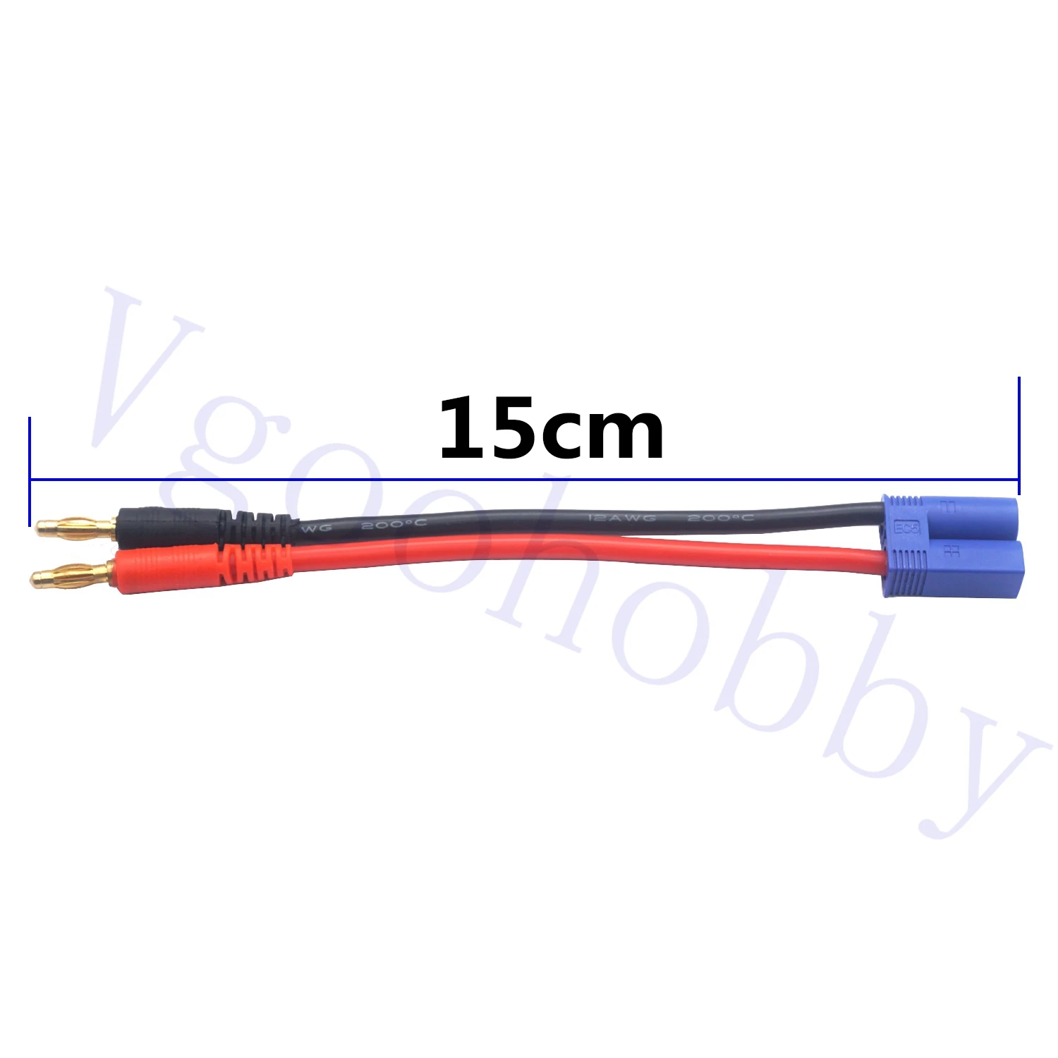 2Pcs 15CM 12AWG EC5 Male Style Plug to 4mm Bullet Banana Connector Battery Charger Cable Wire for RC Models Drone Helicopter