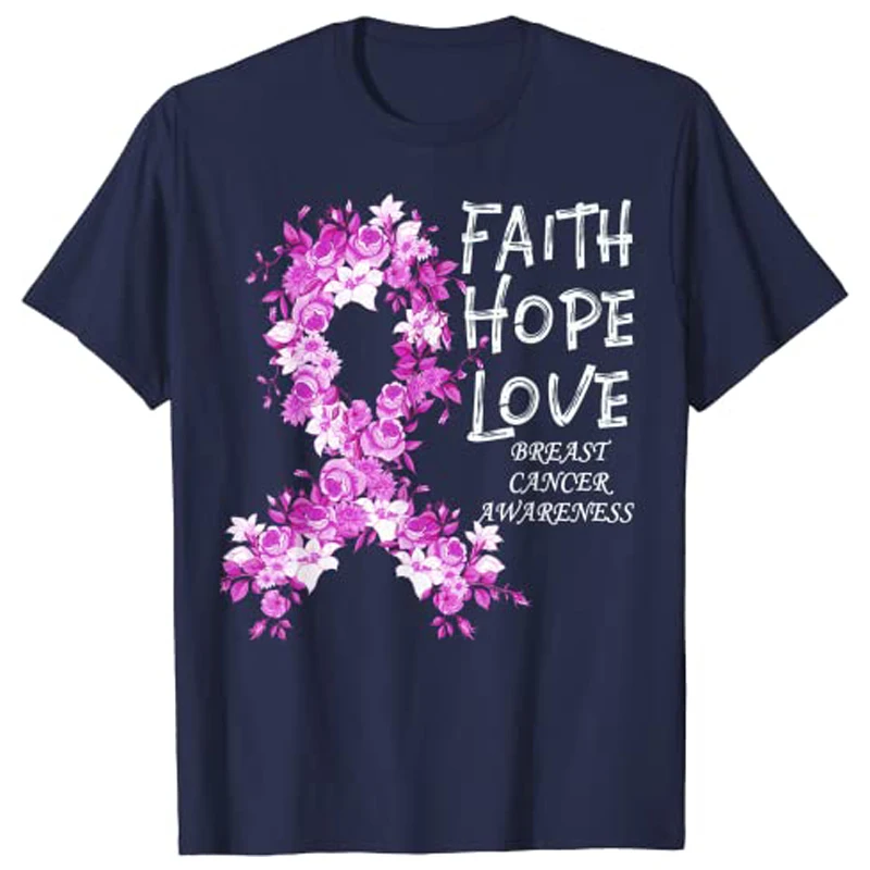 Breast Cancer Faith Breast-Cancer Awareness T-Shirt Graphic Tee Woman T Shirts