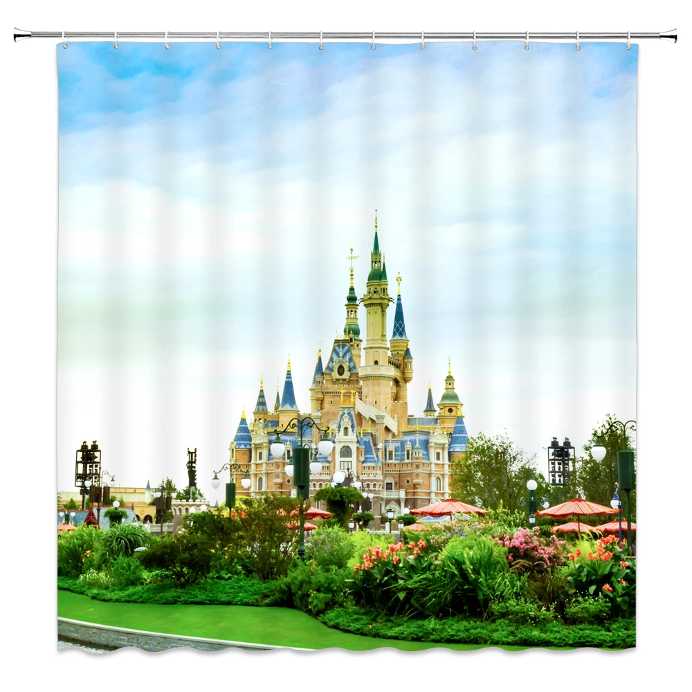 Castle Houses Shower Curtains European Building Scenery Shower Curtain Bath Curtain Bathroom Home Decor Bathroom Screens