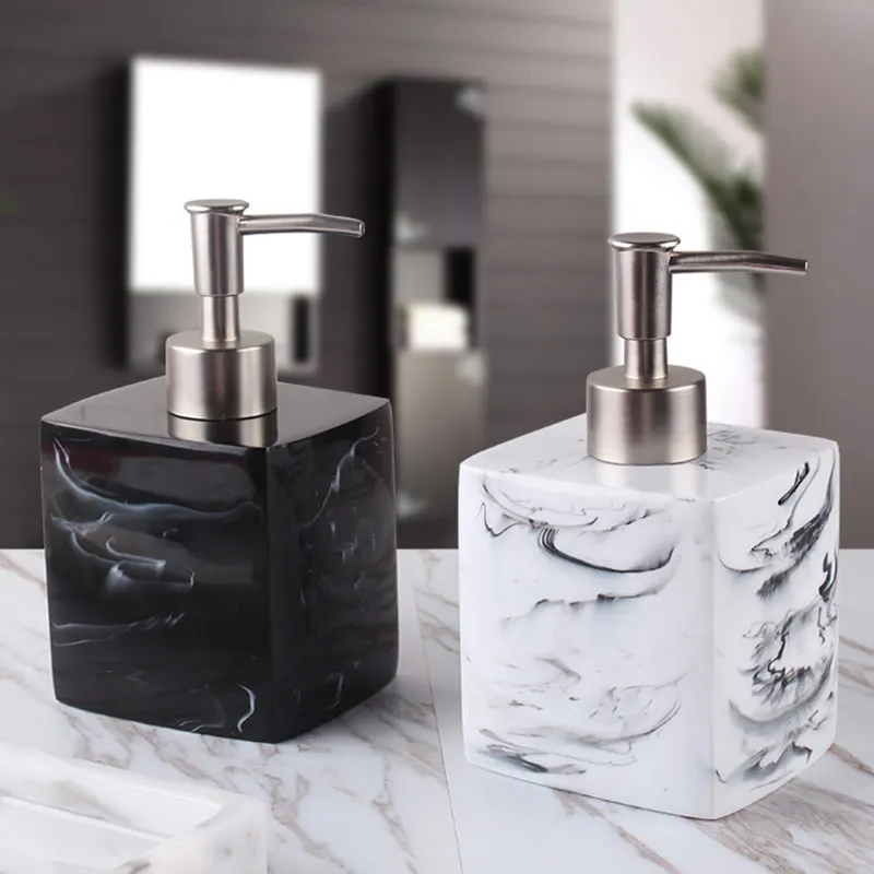 Bathroom Accessories INS Popular Imitation Marble Stripe Resin Hand Sanitizer Bottle Shampoo Dispenser Lotion Bottle For Hotel