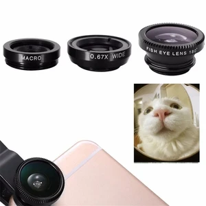 Fischaugenlinsen Makrokameras -Kits mit Clip, großes Winkelzoomobjektiv, Fisheye -Telefonobjektiv, alles Smartphone, 3 in 1 Hauptverkaufsobjektiv für Zoom Mobile - №4