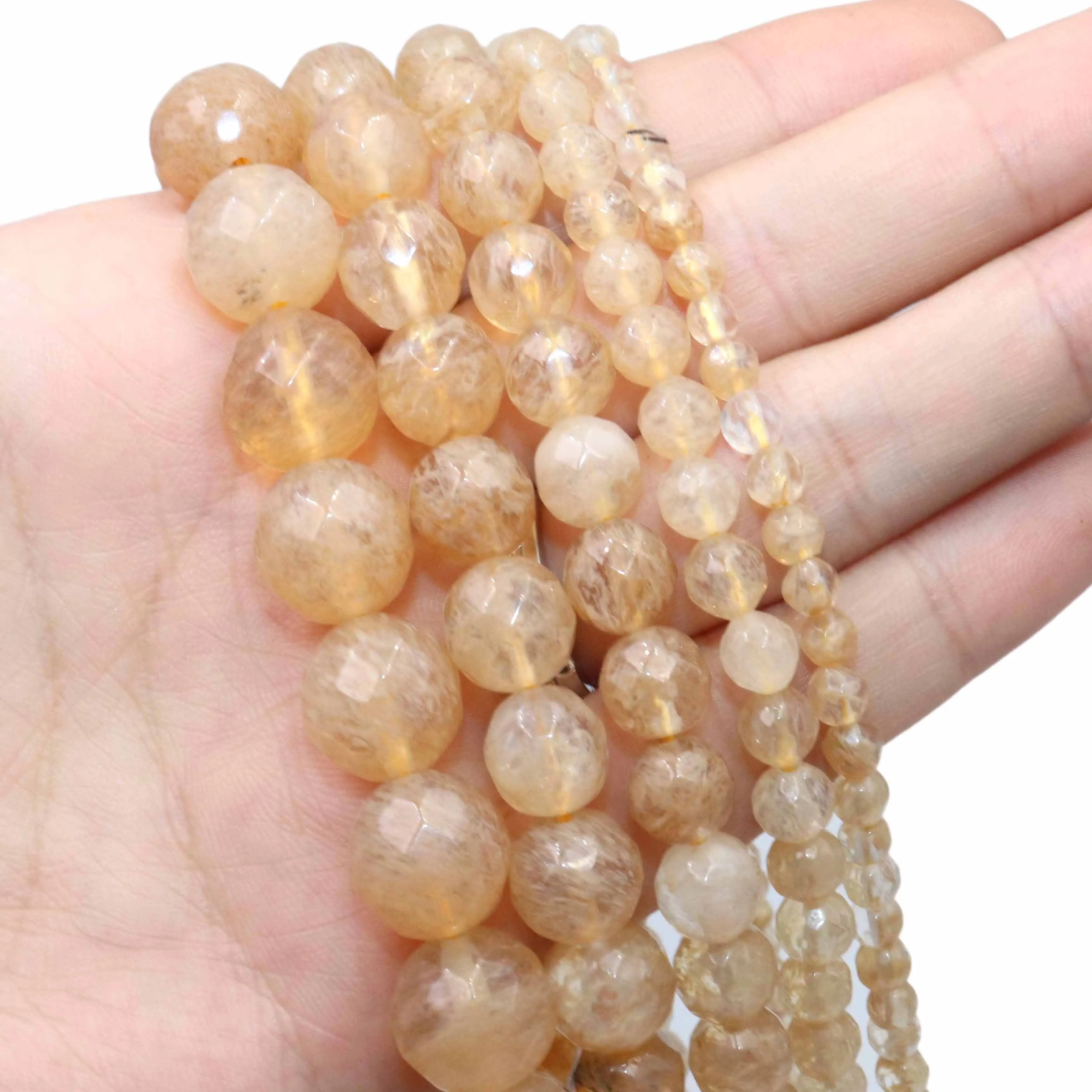 Cuentas espaciadoras de cuarzo de citrinas amarillas facetadas de piedra Natural para la fabricación de joyas, accesorios de collar de pulsera DIY,