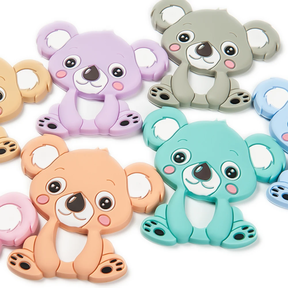 Leuke-Idee 1Pc Baby Bijtring Koala Accessoires Diy Voor Fopspeen Ketting Bpa Gratis Food Grade Siliconen Kralen Bijtring chew Baby Speelgoed