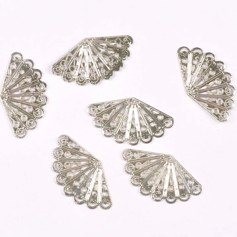 20Pcs 3 color Filigree Wraps Flower Connectors Metal Crafts Gift Decoration DIY Findings Jewelry Making 40x23mm YKL0767