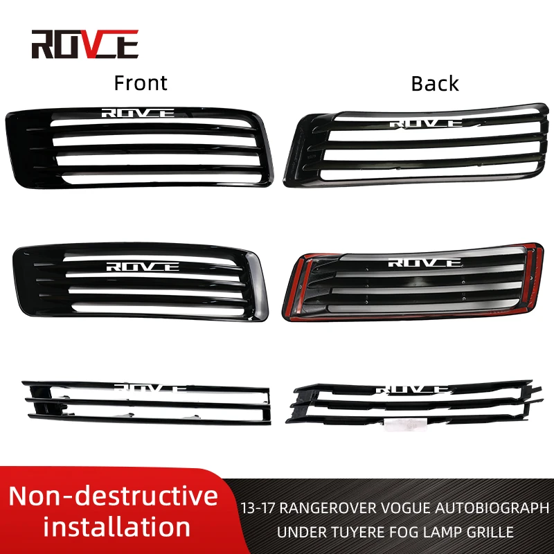 ROVCE 1 Pair / 2 Pcs Car Front Fog Light Grille Cover Trim For Land Rover Range Rover Vogue Autobiography 2013-2017 L405