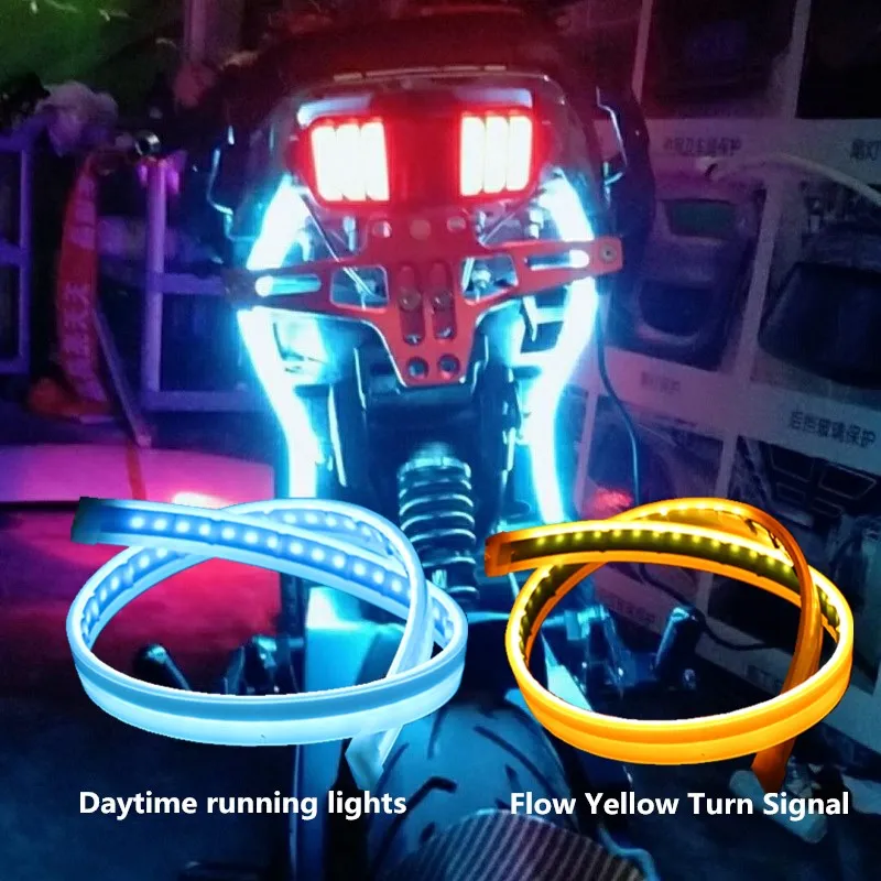 Motorcycle LED Scanning Flowing Water Turning Decorative Soft Light Modification Waterproof Colorful Motocross Moto Taillight