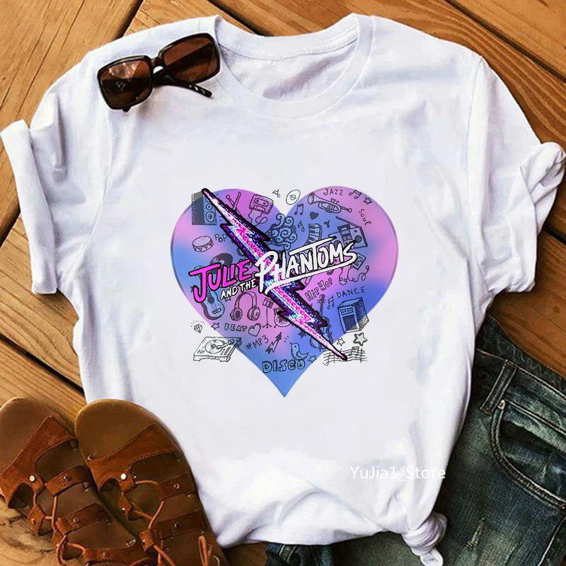 Julie and The Phantoms T Shirt Women Kawaii Summer Tops Cartoon Graphic Tees Harajuku Hip Hop Summer Fashion T-shirt Female