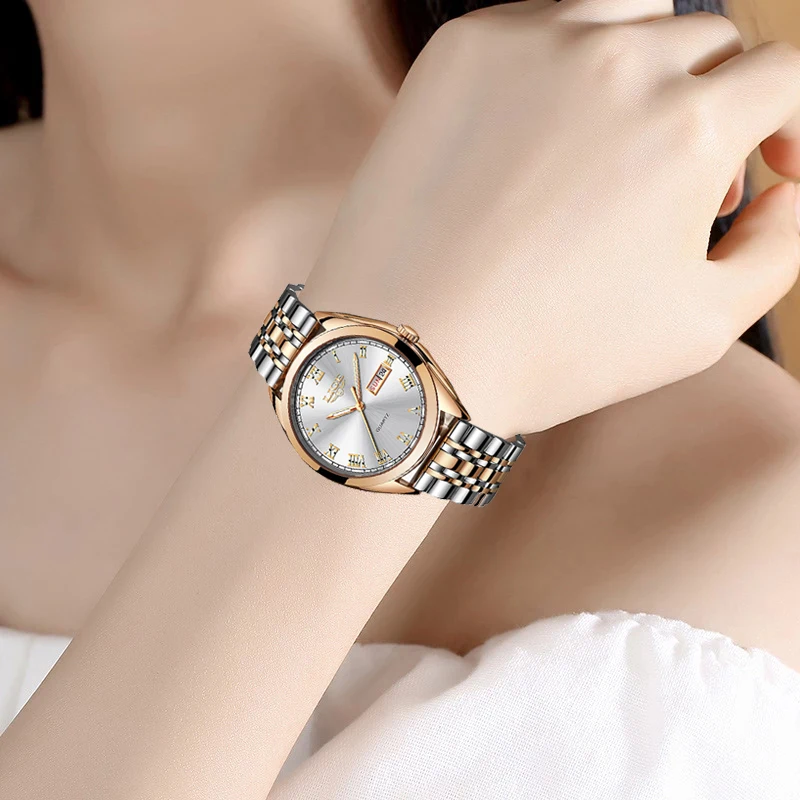 LIGE Fashion Women Watches Ladies Top Brand luxury Waterproof Gold Quartz Watch Women Stainless Steel Date Wear Gift Clock 2021