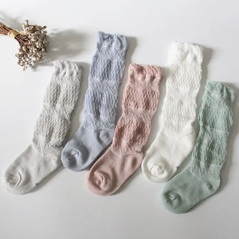 Socks Bow Summer Spring Mesh Newborn Baby Girls Kids for Christmas Winter Non-slip Terry Cotton Sokken Princess Knee High Long