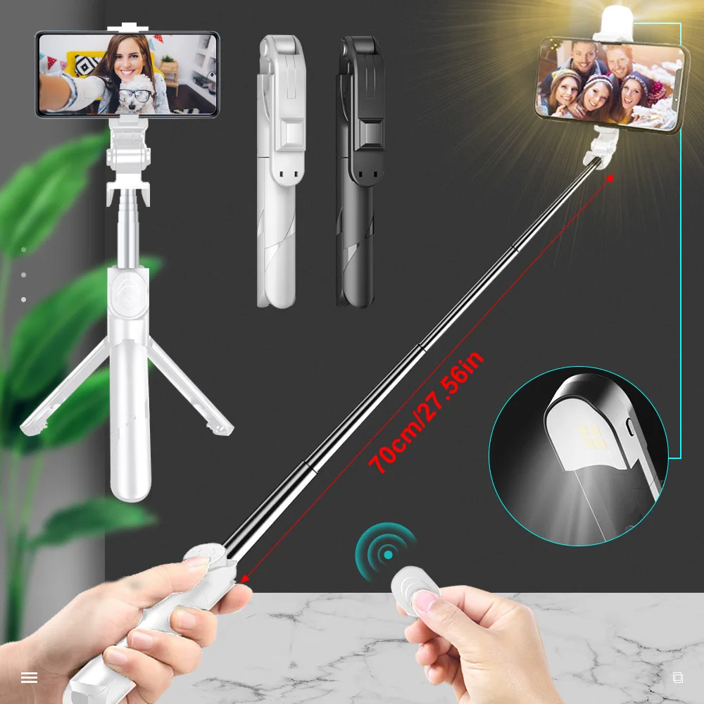 ขาตั้งกล้องสำหรับโทรศัพท์รีโมทคอนโทรลโทรศัพท์มือถือ Selfie Stick ขาตั้งกล้องสำหรับเดินทางการบันทึกขาตั้งกล้อง Monopods สำหรับ Xiaomi Huawei