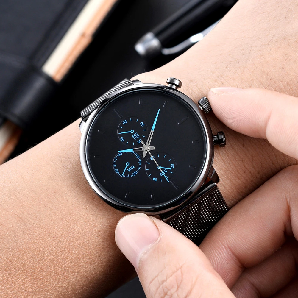 Men Round Dial Alloy Straps No Number Analog Quartz Wrist Watch Jewelry Gift