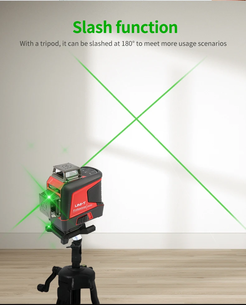 UNI-T 16Lines 4D Green Laser Level Tripod Green Horizontal And Vertical Cross Lines With Auto Self-Leveling Indoors and Outdoors