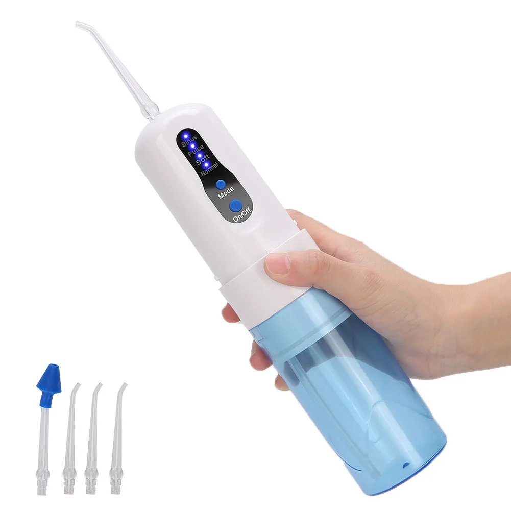 4Mode Listrik Oral Irigator Flosser Air USB Portabel Pengisian Alat Pembersih Gigi Rumah Hapus 99% Plak Mencegah Kerusakan Gigi