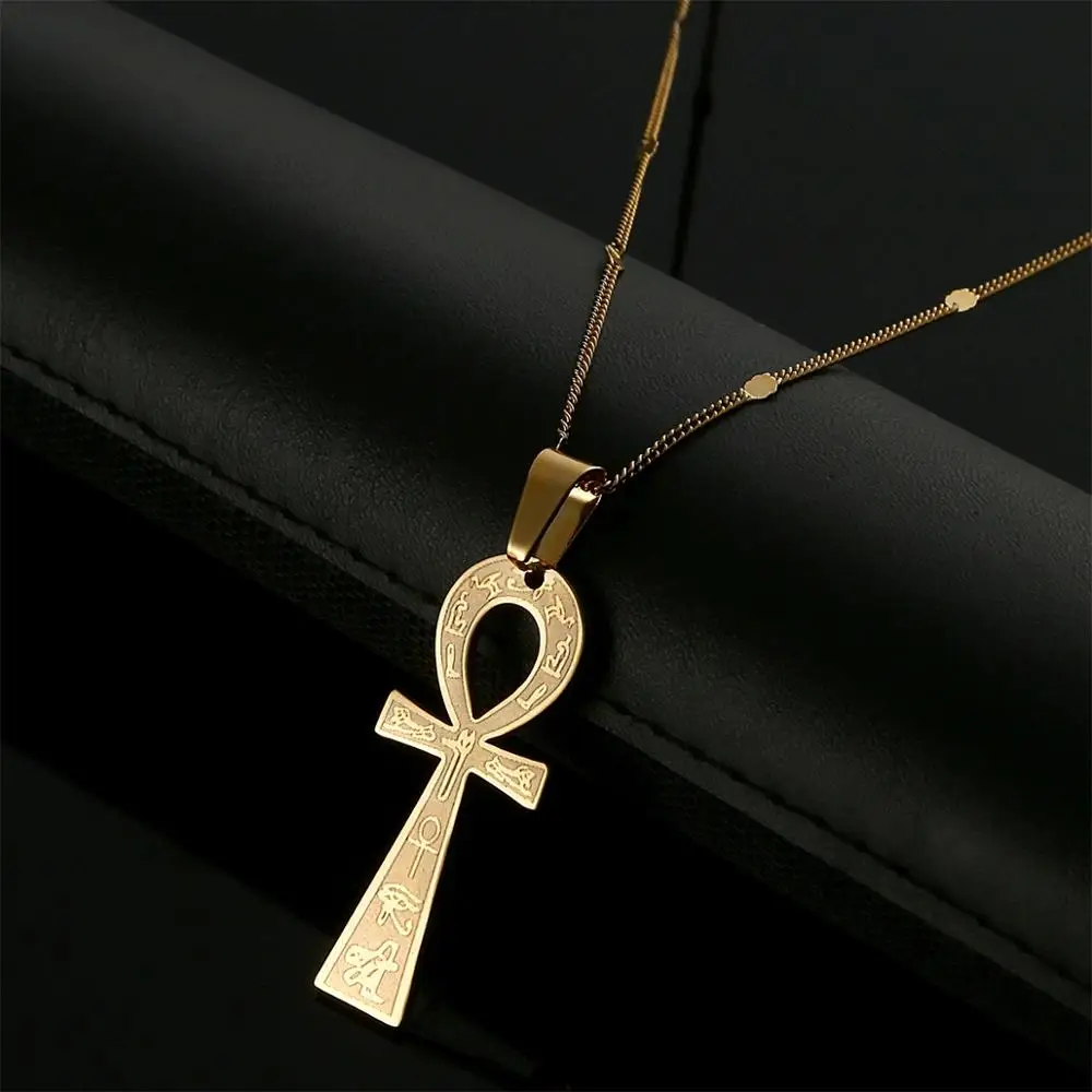 Stainless Steel Egyptian Ankh Cross Pendant Neckalce Ancient Symbol of Life Egypt Eye Jewelry