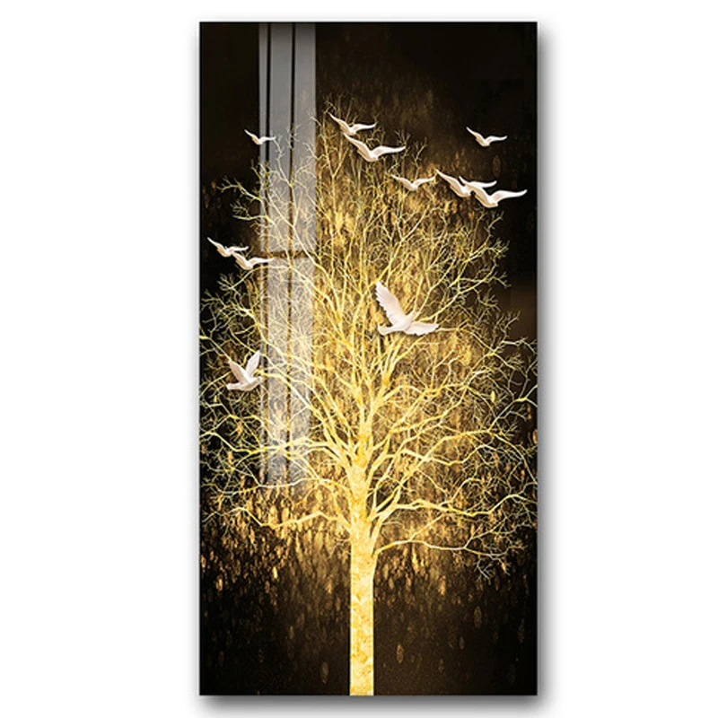 Full Diamond Embroidery Abstract Golden Tree Cross Stitch 5Diy Diamond Painting pigeon Mosaic Rhinestones Home DecorationZP-3073