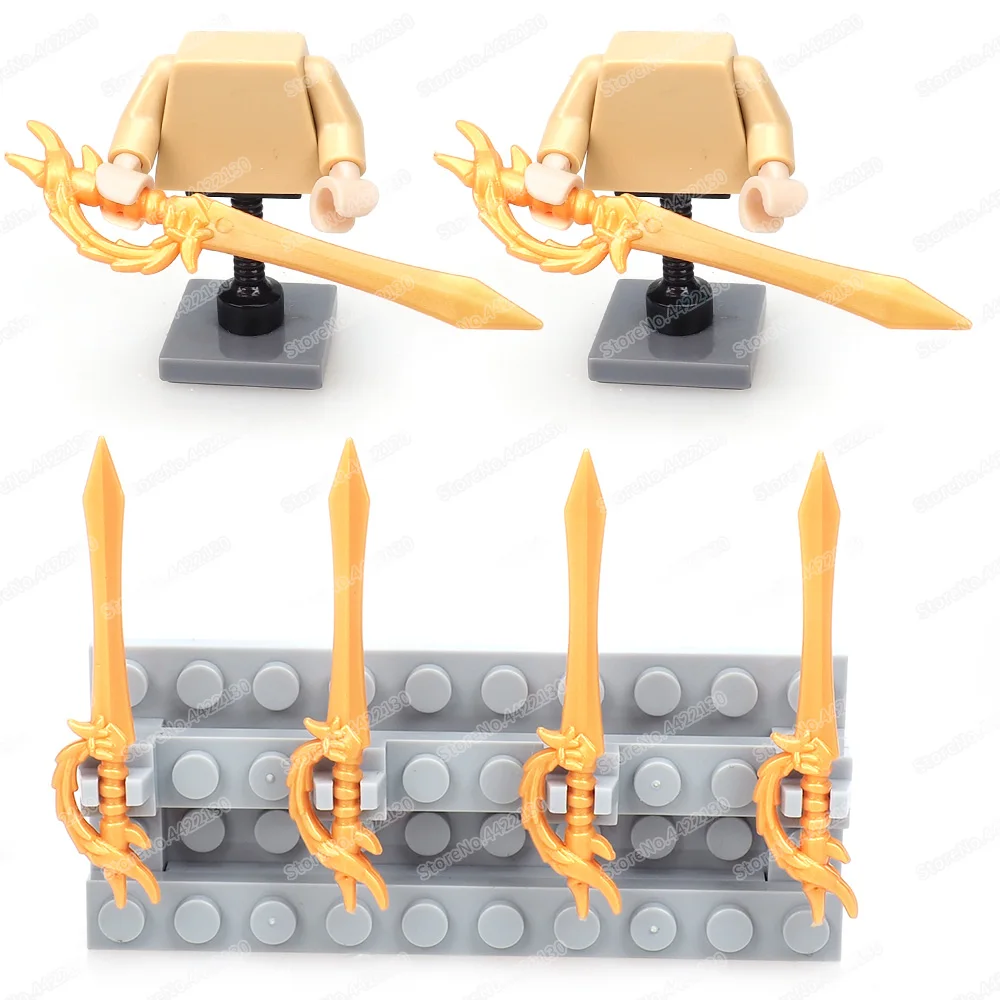 Seraph Gold Angel Sword Weapons Building Block Moc Soul Master Figures Soul Skills Angel Body Model Child Christmas Gift Boy Toy