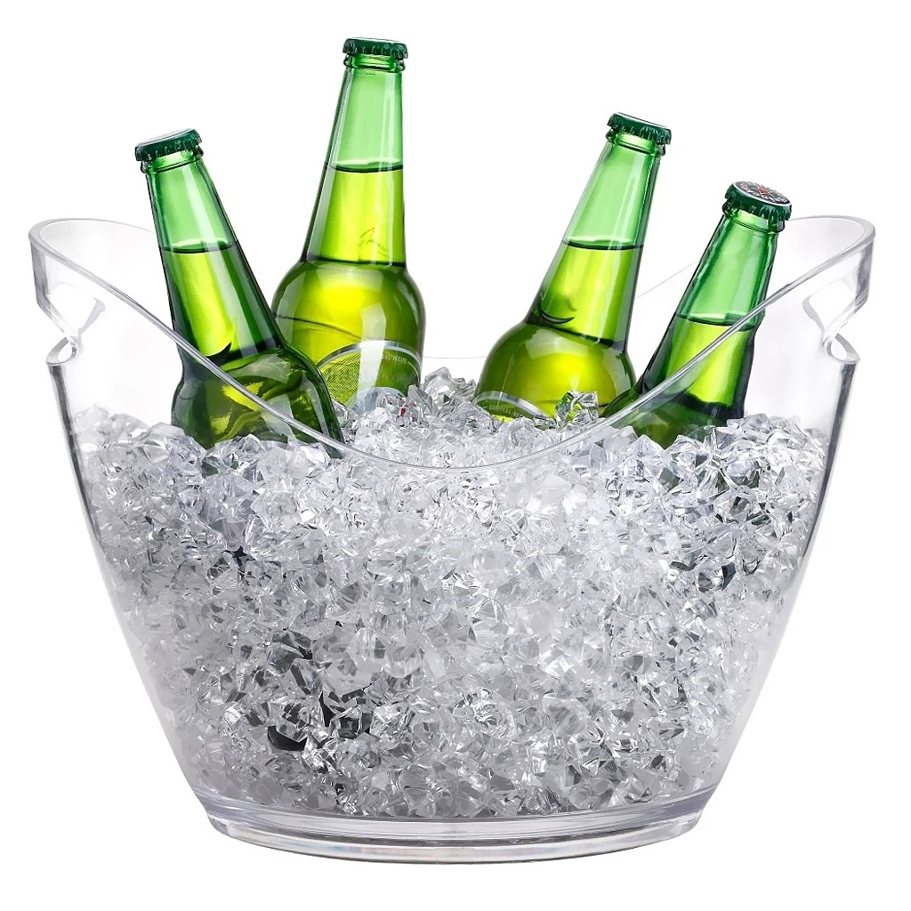 4L/8L Clear Plastic Ice Bucket Wine Cooler or Champagne Bottles Ice Cooler Bar Decor Champagne Bottles Drinks Cooling