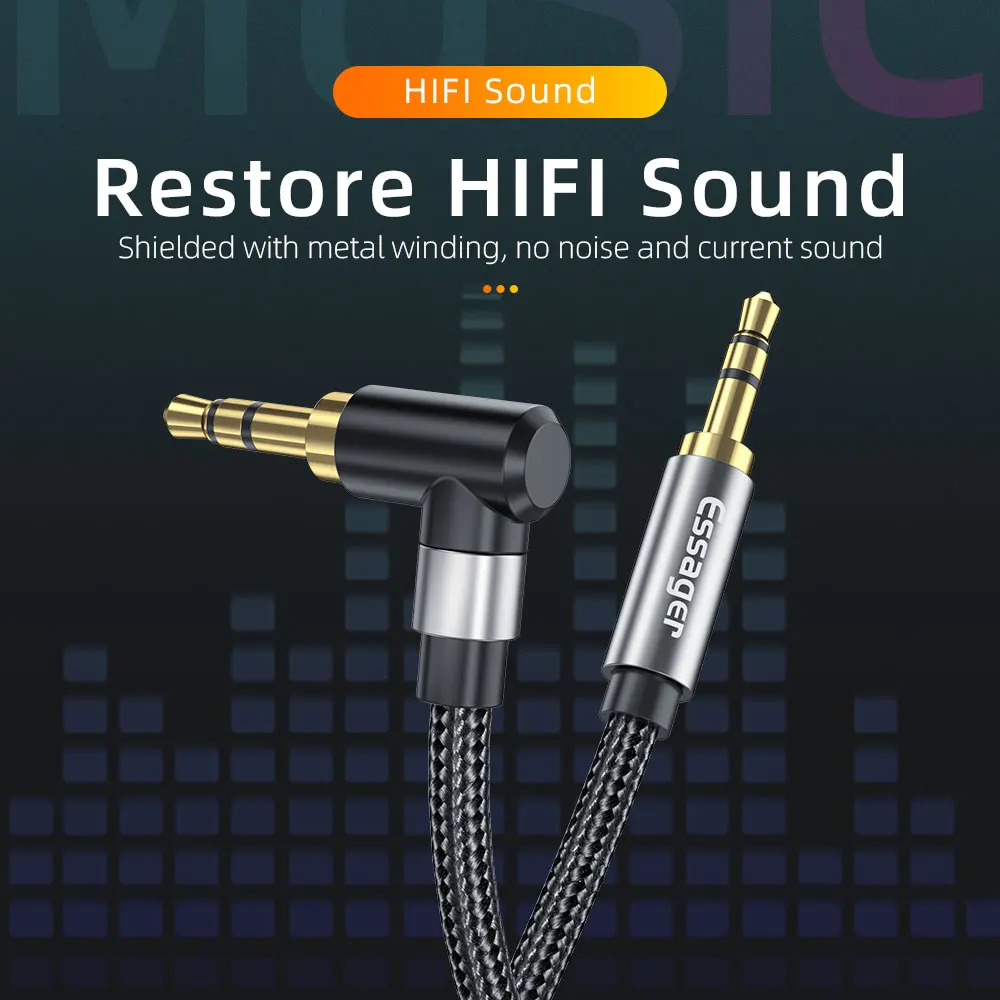 Cavo AUX Essager cavo Audio Jack da 3.5mm per cavo per altoparlanti cuffie per auto Jack da 3.5mm cavo adattatore Aux Hifi per Laptop Xiaomi mi