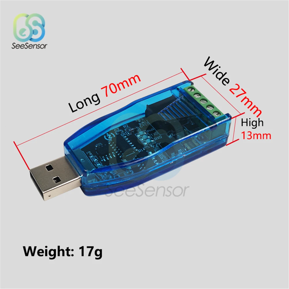 Isolated Industrial USB To RS485 Converter CH340E Communication Module TVS Protection Short Circuit Protection USB 5V