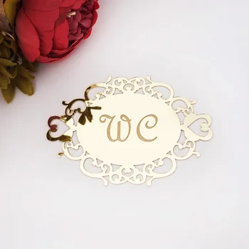 Sypialnia Łazienka Toaleta WC Znak na drzwi Naklejka ścienna Oznakowanie Lustro akrylowe Owalny wskaźnik Wystrój domu Nowy prezent na ruch domu