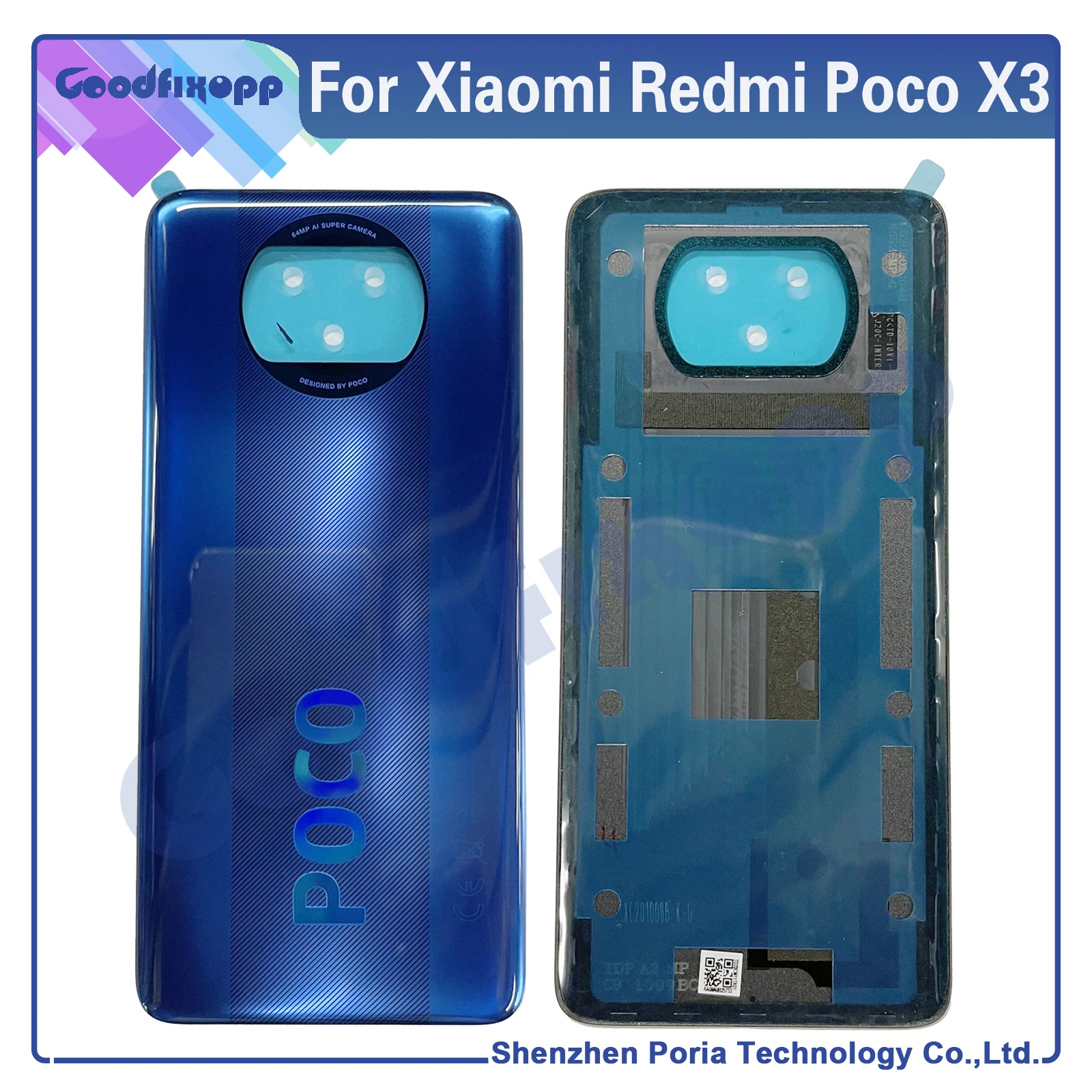 For Xiaomi Poco X3 NFC Battery Cover Back Glass Rear Door Housing Case POCO X3 Back Panel PocoX3 Battery Cover With Adhesive