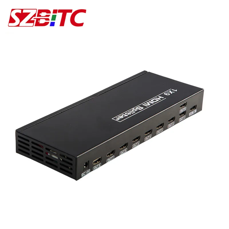 SZBITC 4k 1 In 9 Out 1x 9 HDMI dağıtıcı dönüştürücü bölünmüş ekran kablosu DVD PS3 Xbox HDTV için güç adaptörü ile