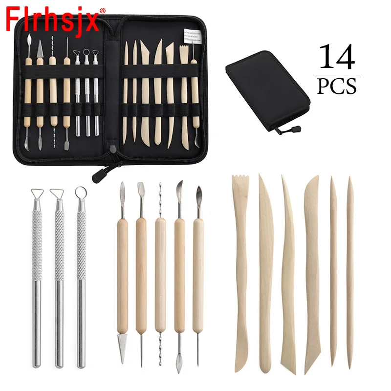 

DIY Ceramic Clay Tools Sculpting Kit Sculpt Smoothing Wax Carving Pottery Polymer Shapers Modeling Carved Tools Storage Ba