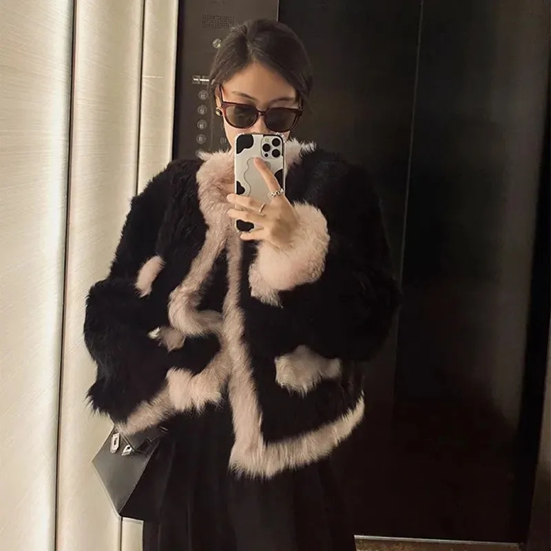 2021 New Winter Lambwool Shirling Furry Jacket Women Double-faced Fur Coat Ladies Fashion Quality Warm Elegant Overcoat