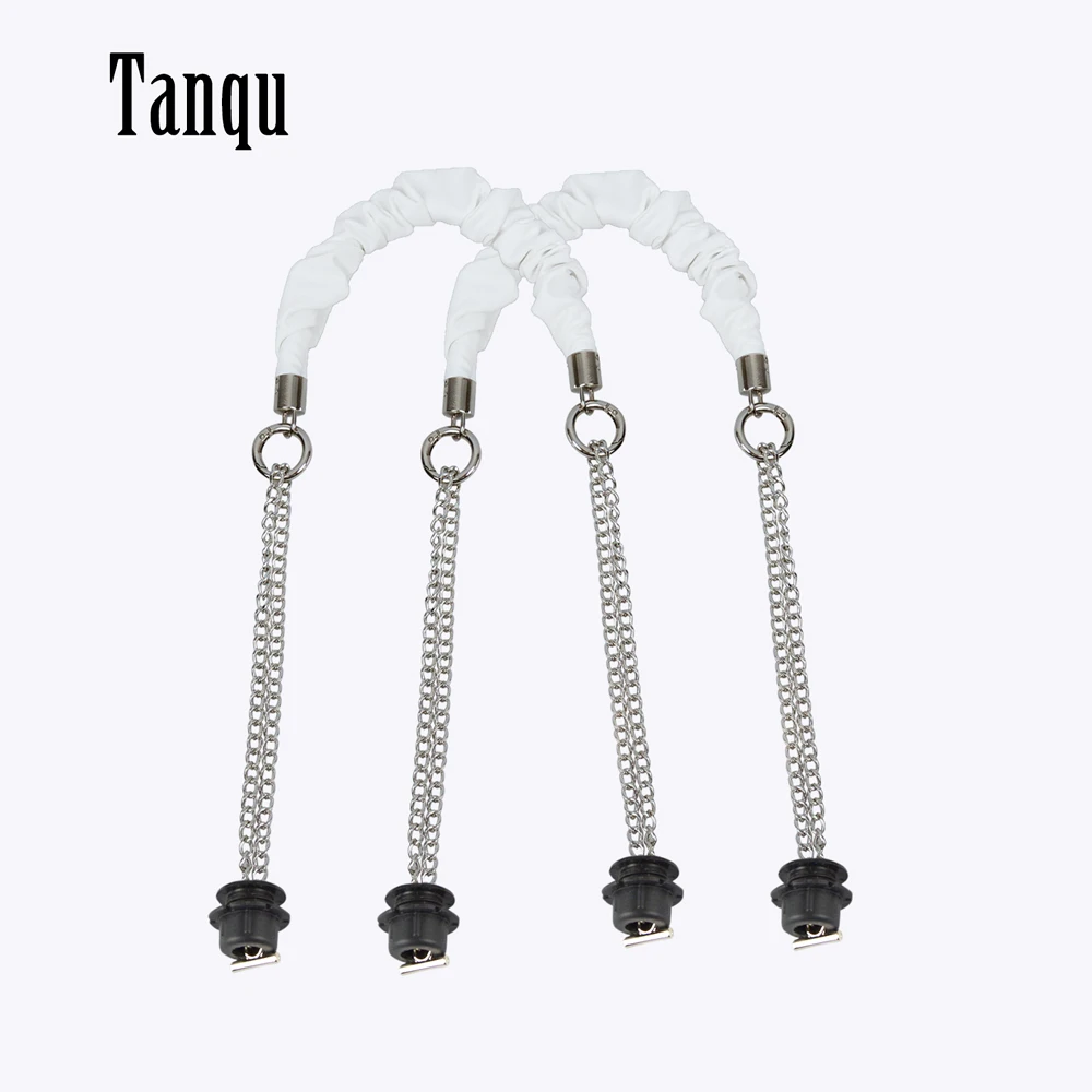 

New Winter Autumn 1 Pair Silver Long Double Chain With Black Screws Frill Pleat Belt For OBag O Bag Girl Women Shoulder Handbags