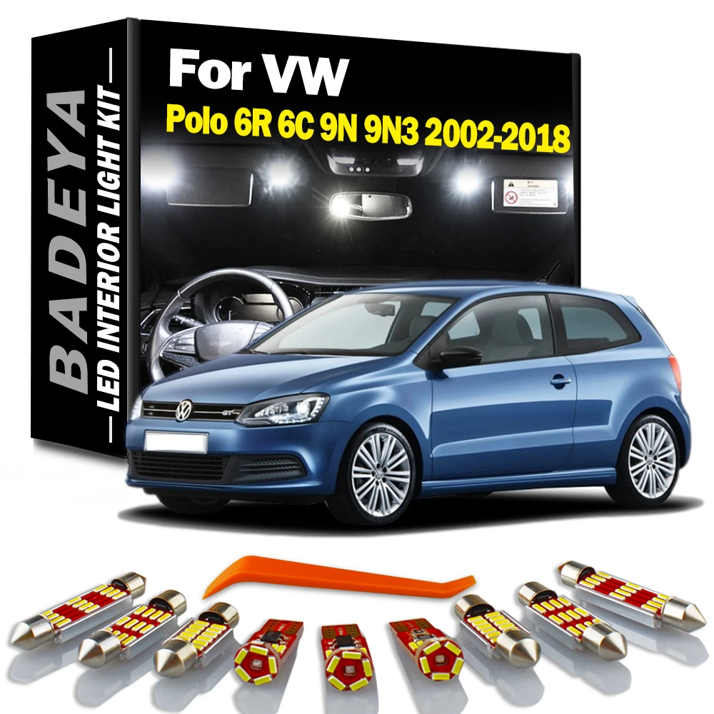 BADEYA Canbus For Volkswagen VW Polo 6R 6C 9N 9N3 2002-2018 LED Interior Light Kit Dome Map Trunk Vanity Mirror Lamp Car Bulbs