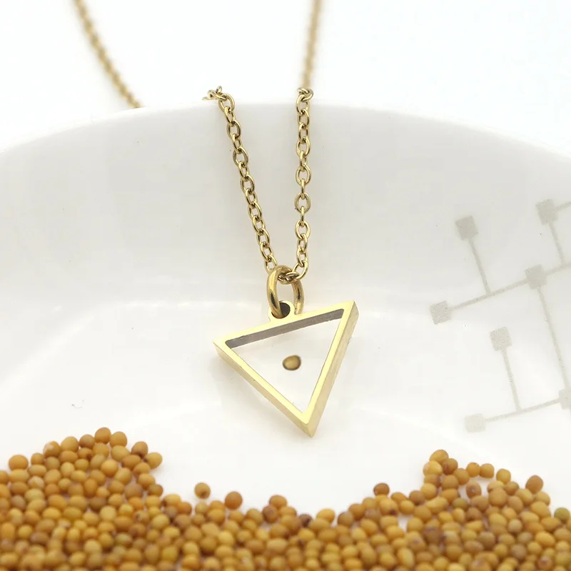 Faith mustard seed necklace stainless steel gold plated triangle charm necklaces women jewelry christian gifts