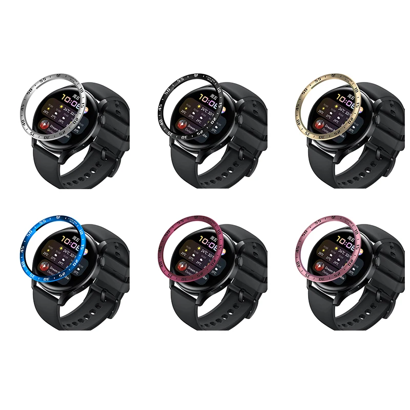 Anel de aço inoxidável para relógio huawei 3, pulseira frontier, anel adesivo anti-arranhões, capa de metal, acessório para relógio inteligente