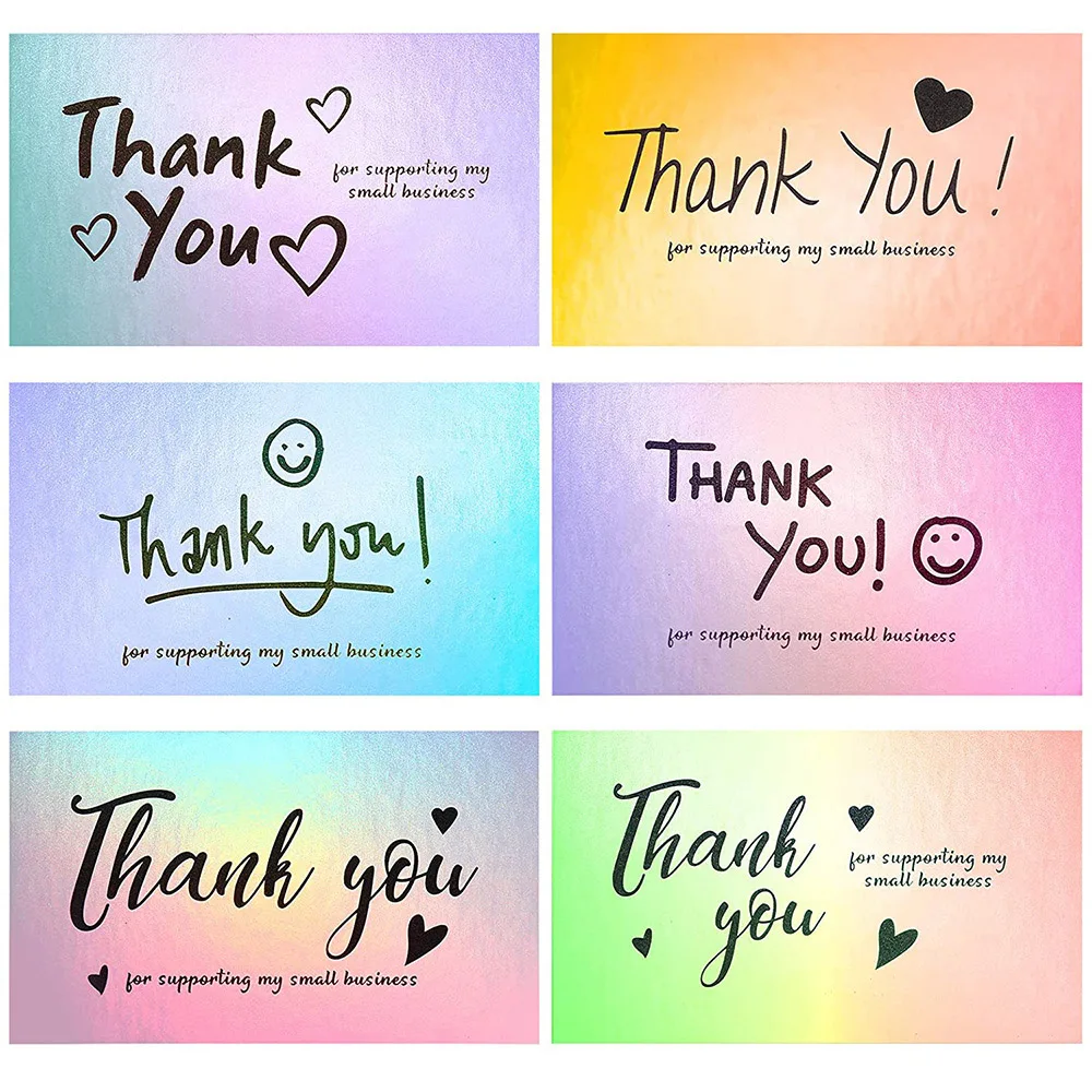 

10-50pcs Multiple Styles Laser Thank You Cards For Supporting My Small Business Order Shopping Purchase Thanks Greeting Card