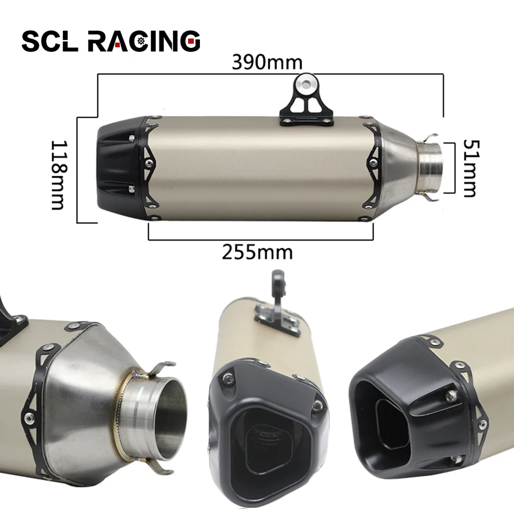 

Alconstar Racing Universal Motorcycle Exhaust Modified Scooter Exhaust Pipe Muffler Silencer For Motorcycle ATV Pit Bike