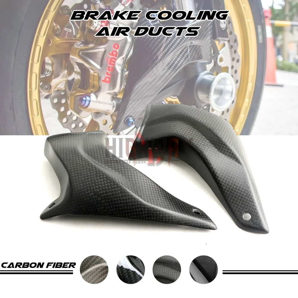 

100mm Front Carbon Fiber Brake Caliper Pads Cooling Cooler Air Duct Channel System For Ducati 848 EVO 2011-2013