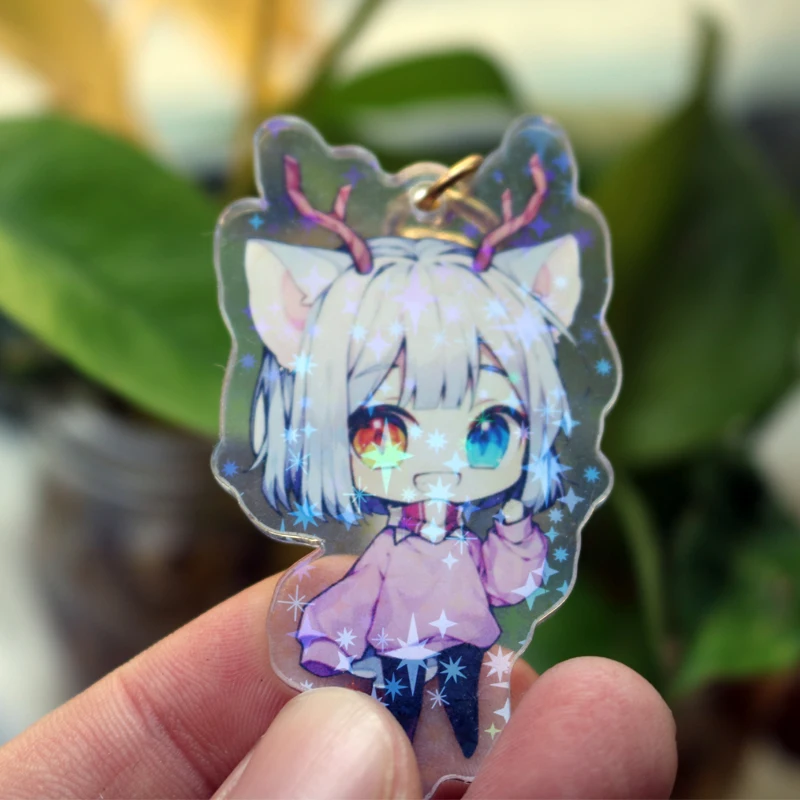 Fashion Anime Custom Keychains Cartoon Clear Acrylic Key Chain Photo Customized Anime Charms Hologram Personalized Keychains