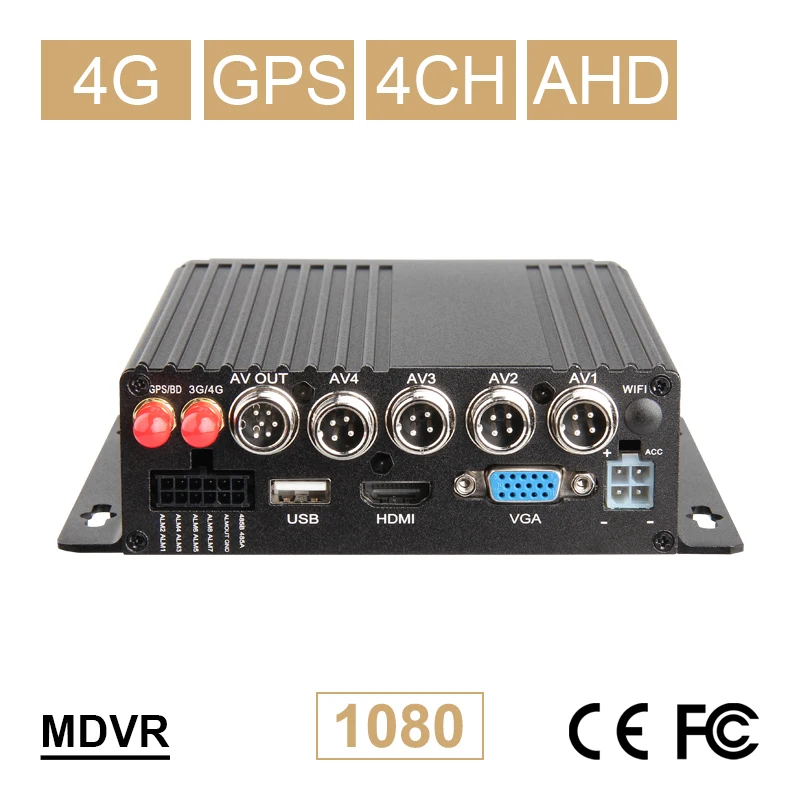 Traqueur GPS 4G Lte pour voiture, DVR 4 canaux, H.264, vidéo AHD 1080P, DVR I/O, boucle d'alarme statique, vidéo à distance pour PC et téléphone, livraison gratuite