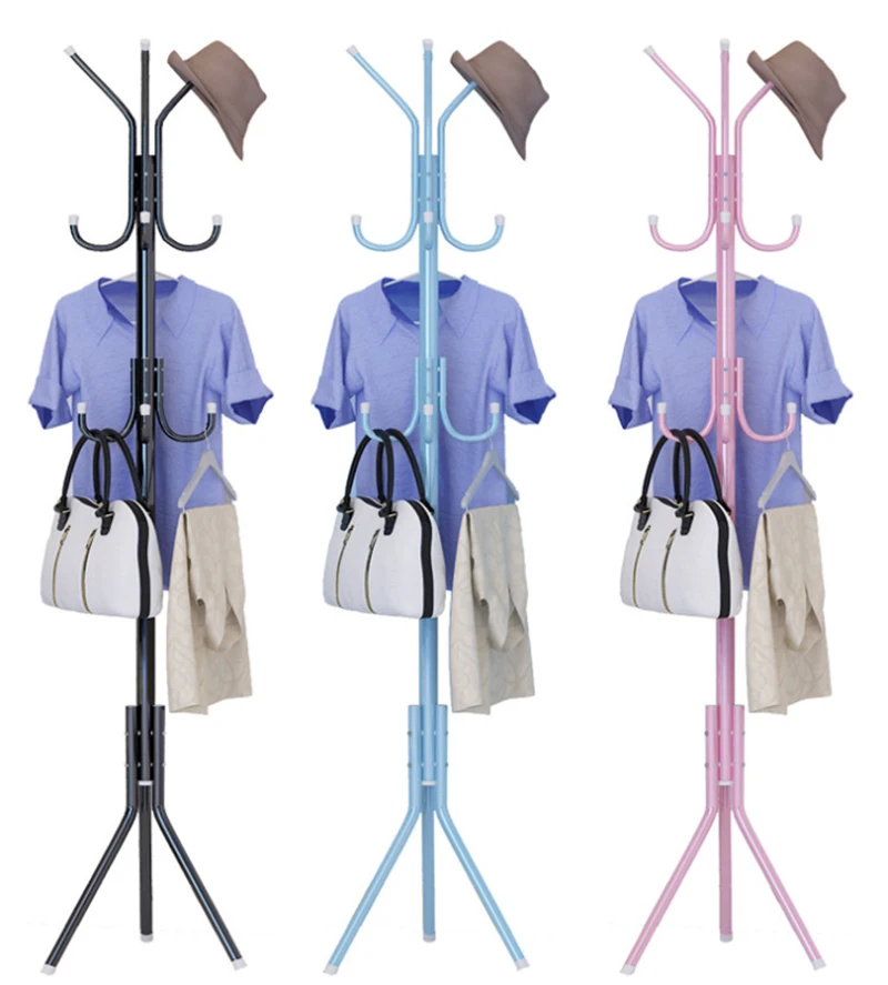 Coat Rack Tree Hangers Wall Stand Closet Hanging Storage Racks for Bedroom Kids Clothes Hat Hook Shelf Home Organizer Steel Pipe