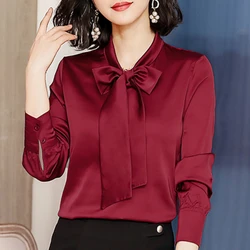 Blusas Mujer De Moda 2024 Long Sleeve Blouse Women Bow Collar Office Blouse Women Tops Womens Tops And Blouses C470