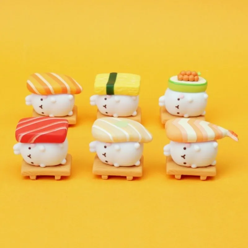 Molang Rabbit Blind Box Toys Mini Kawaii Aciton Figure Toys Guess Blind Bag Sushi-shaped Bunny Decompression Doll for Girls Gift