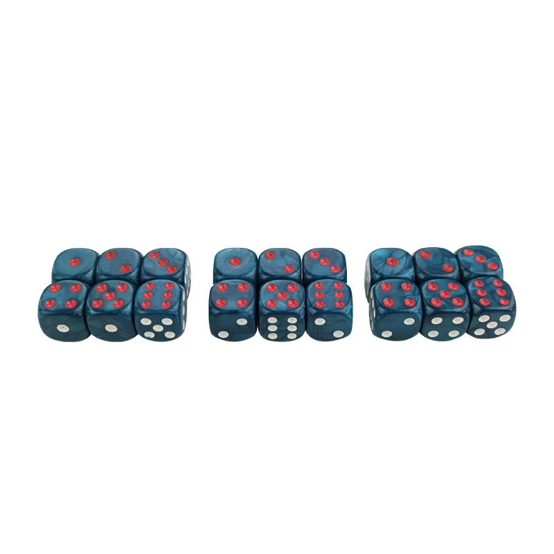 New 6PCS Acrylic Dice 16mm Round Corner Marble effect Dice Set Blue Dice Table Games D6 High-quality Plastic Product