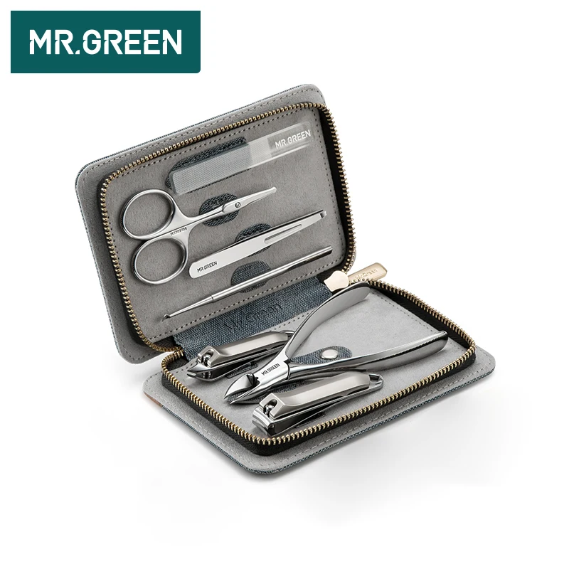 MR.GREEN Nail Art Tool Sets 7PCS/ Set Stainless Steel Universal Home Manicure Set Nail Clippers Cleaner Grooming Kit Nail Care