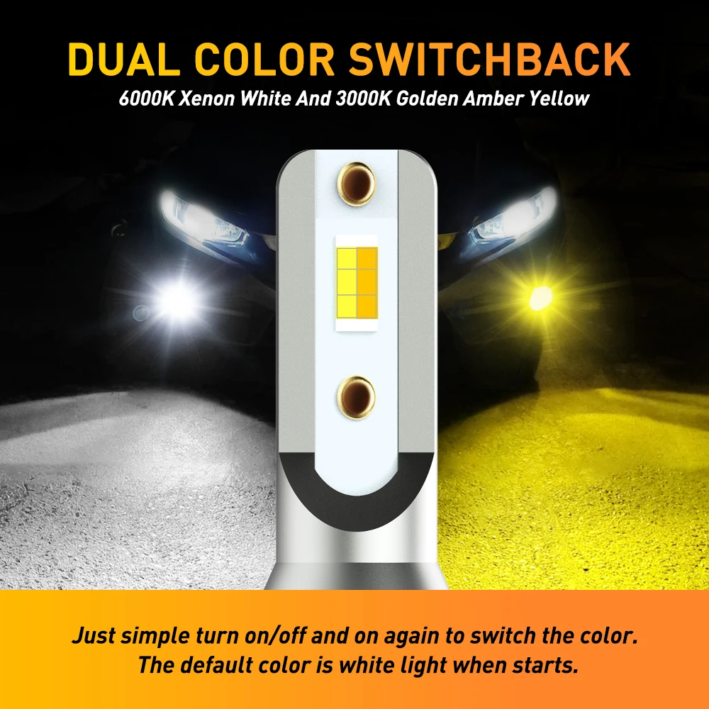 2Pcs Dual Color H11 H8 LED Bulb Car Fog Lights for BMW Toyota Ford Lada Skoda Fabia Combi Octavia RS Scout Karoq Superb 2 3 4