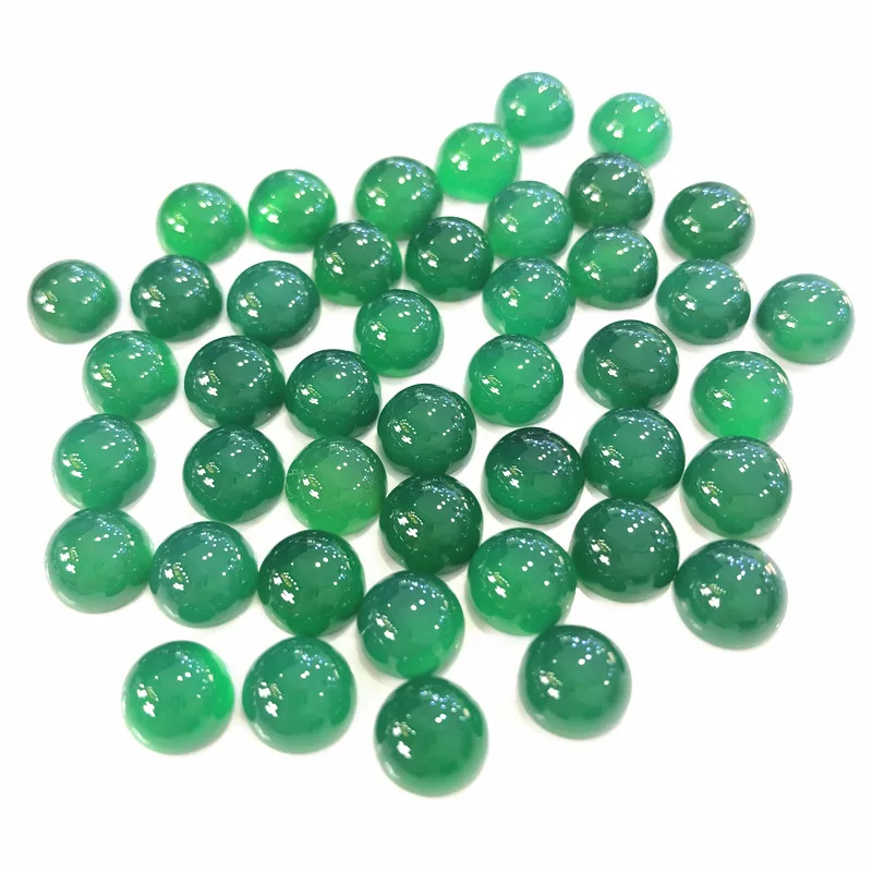 6/8/10/12mm Genuine Green Chalcedony Cabochon Agate Round Shape Gemstone Beads For Jewelry Making Inlay Ring Gemstone