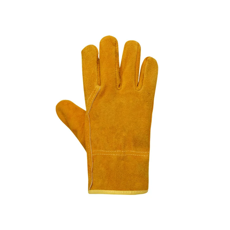 Short Welding Gloves Leather Protective Gloves Thickened Flame-retardant Heat-insulated Anti-scald Welder Gloves Hand Tools