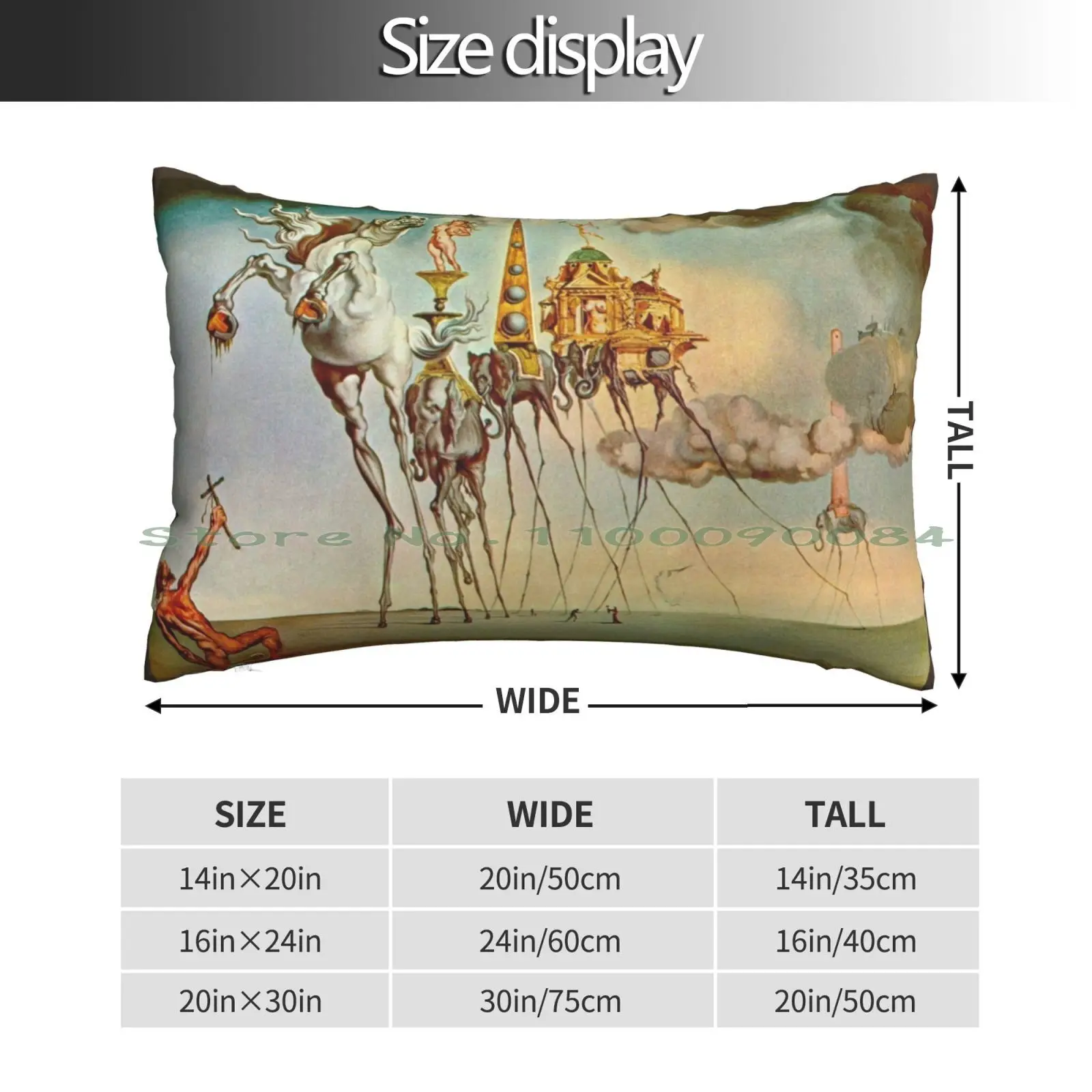 The Temptation Of St. Anthony Pillow Case 20x30 50*75 Sofa Bedroom Salvador Dalí Salvadordalí Elephants Creepy Dali El Salvador