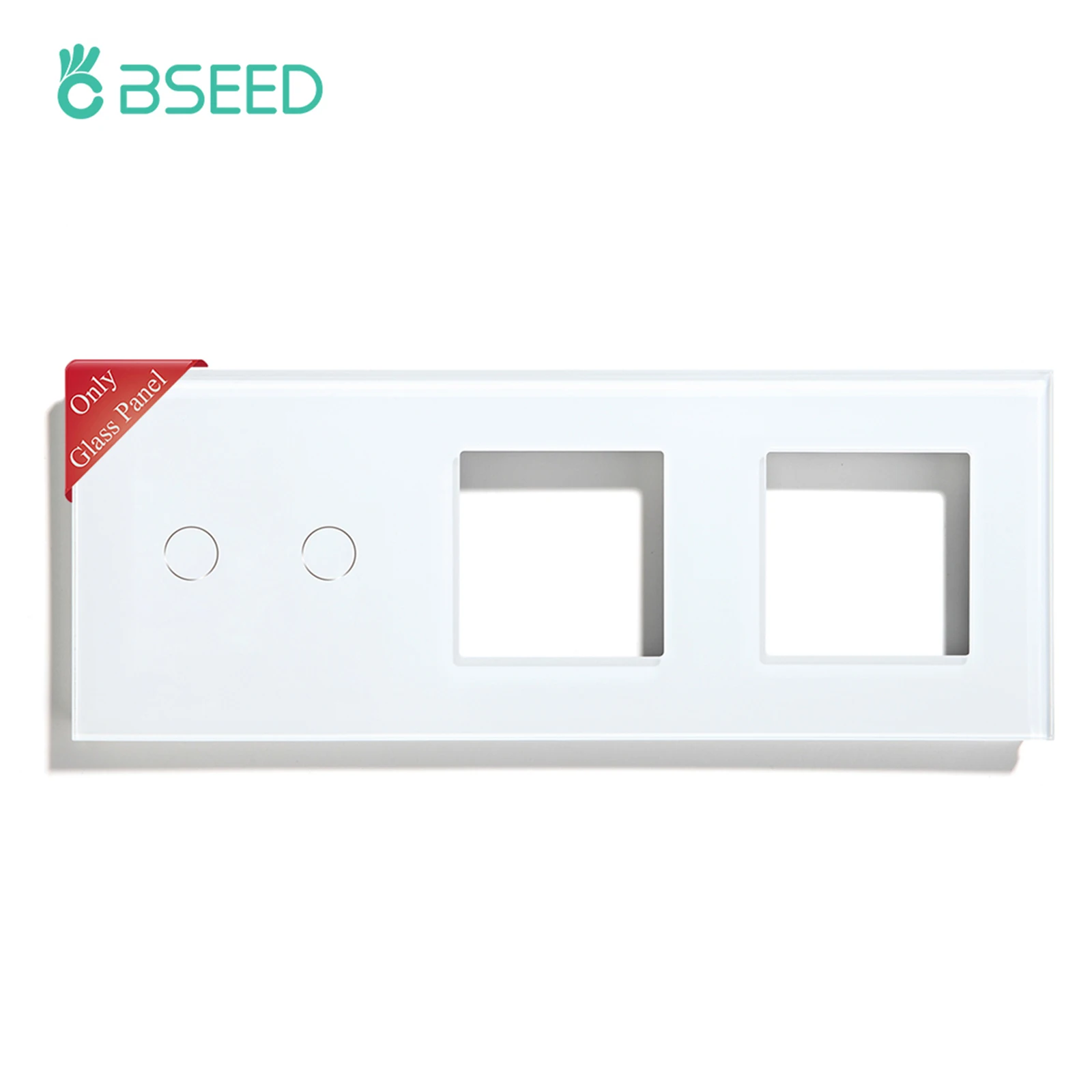 BSEED Only Glass Panel 228mm Pearl White Black Gloden Crystal Glass Frame With Metal Frame For Wall Socket Switch Function Part