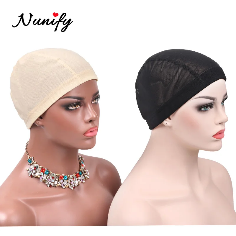 Nunify 6Pcs/Lot Black Dome Cornrow Wig Caps Easier Sew In Hair Stretchable Weaving Cap Elastic Nylon Breathable Mesh Net hairnet